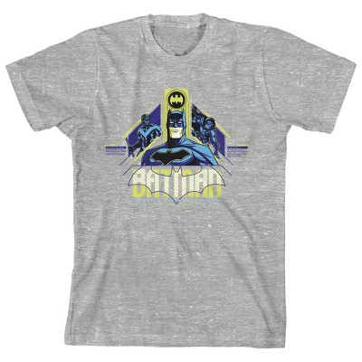 Batman Robin And Nightwing Geometrical Design Youth Boy's Athletic Heather Gray T-Shirt