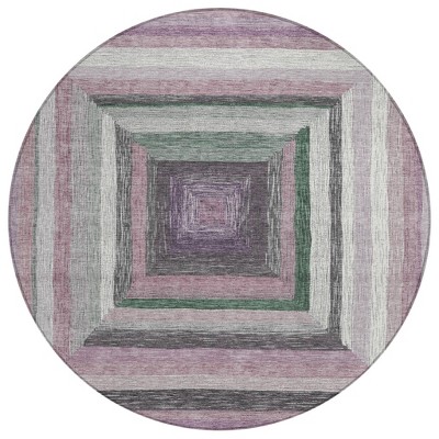 Blush Gray And Green Geometric Washable Indoor Outdoor Area Rug