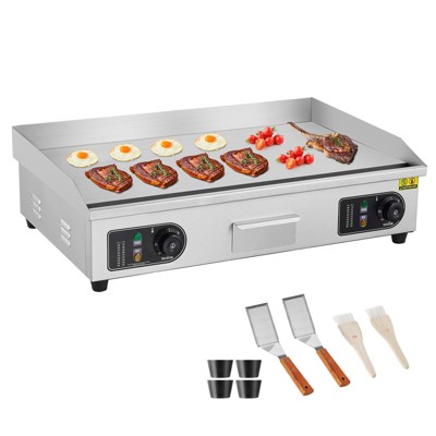 VEVOR Commercial Electric Griddle, 4400W Countertop Flat Top Grill, 122℉-572 ℉ Adjustable Temp, 28.74 x 15.75 x 0.39in Stainless Steel Griddle Grill
