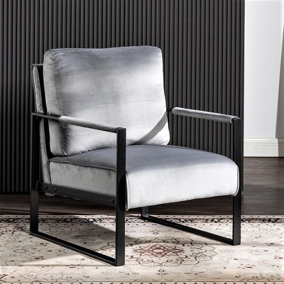 PAGED PU Leather Upholstered Accent Chair with Metal Frame, Mid Century Arm Chair for Bedroom, Reading Room, Black