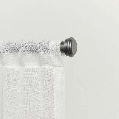 EXCLUSIVE HOME Topper 1" Curtain Rod and Coordinating Finial Set, Gunmetal, Adjustable 66"-120"