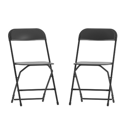 Emma and Oliver Set of 2 Stackable Folding Plastic Chairs - 650 LB Weight Capacity