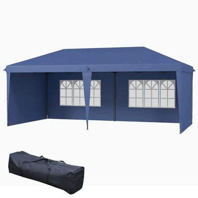 Resenkos Patio Garden Pergola, Pergola Canopy,10' x 20' Pop Up Canopy Tent with 4 Sidewalls, Instant Gazebo with Carry Bag, Blue