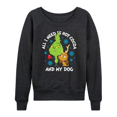 Women's - Dr. Seuss -  Lightweight French Terry Wide Neck Long Sleeve Graphic Shirt