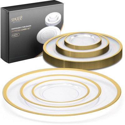 SparkSettings Disposable Plastic Plates, 24 Pack