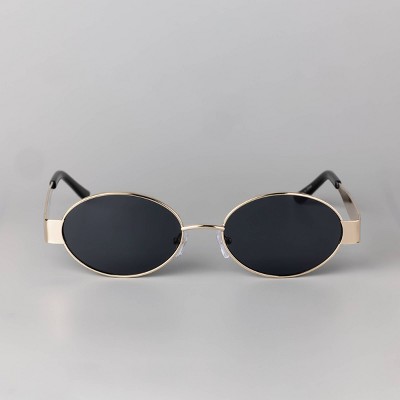 Women's Metal Oval Sunglasses - A New Day™ Gold: Maximum UV Protection, Recycled Metal Frame, Wide Fit