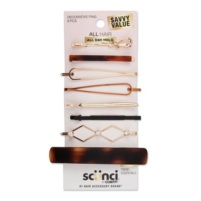 scünci Fashion Pins & Barrettes - Assorted Sizes & Styles - All Hair - 8pcs