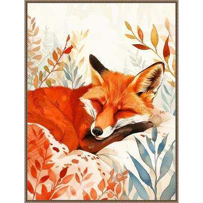 Amanti Art Napping Fox by Justyna Jaszke Framed Canvas Wall Art