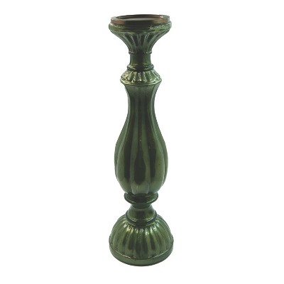Storied Home Tall Embossed Mercury Glass Candle Holder, Green
