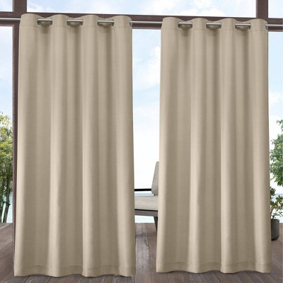 Set of 2 Indoor/Outdoor Solid Cabana Grommet Top Curtain Panels - Exclusive Home