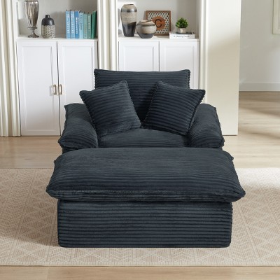 Dolonm Single Large-sized Sofa with Foot Pedals, Multi Part Activity Design, Corduroy Fabric, Removable and Washable,Grey