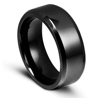Ice City Titanium Steel Band Ring for Men and Women, Comfort Fit, Plain Silver/Black/Gold Engagement Ring