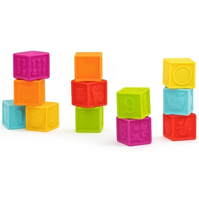 Molto Play & Sense Funny Blocks – 12 Soft Sensory Building Blocks for Babies & Toddlers – Easy-to-Grip