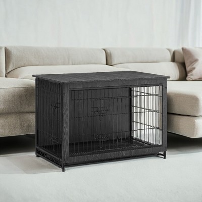 Modern Dog Crate Furniture , End Table, for Small Dogs up to 70 lb - Stylish Kennel with Removable Tray, Double Doors