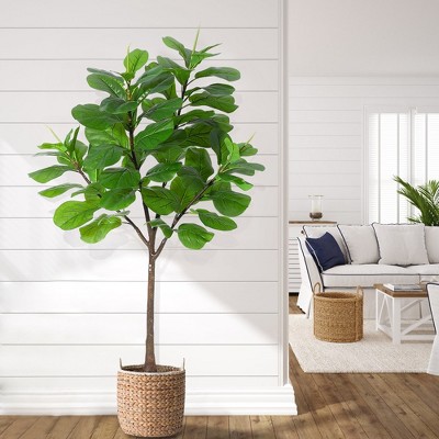 Whizmax Artificial Fiddle Leaf Fig Tree 5.8ft Tall with 65 Decorative Leaves, Fake Fig Silk Tree in Pot for Home Office, Living Room, Corner Decor