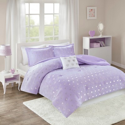 Audrey Metallic Printed Plush Comforter Set