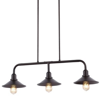Farmhouse Iron Linear LED Pendant Oil Rubbed Bronze/Clear - JONATHAN Y