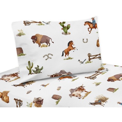 Sweet Jojo Designs Boy Kids Twin Sheet Set Country Western Taupe Brown and Cream 3pc