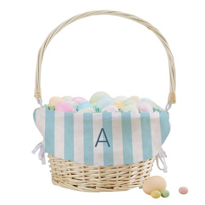 Personalization Mall Delicate Stripes Personalized Easter Basket with Folding Handle