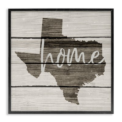 Stupell Industries Texas Rustic Typography Map Black Framed Giclee Art