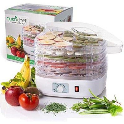 NutriChef PKFD06 Kitchen Countertop Electric Food Dehydrator Preserver Machine with Adjustable Temperature and 5 Stackable Tray Racks