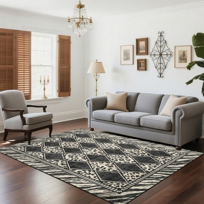 Leopard Print Large Area Rug Soft Low Pile Checkered Hallway Runners Indoor Living Room Carpet Rugs