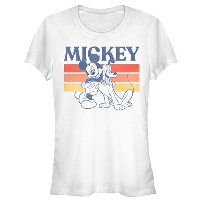Juniors Womens Mickey & Friends Retro Pluto and Mickey Mouse T-Shirt