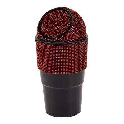 Unique Bargains Car Trash Can Rhinestones Portable Car Cup Holder Trash Bin 1 Pcs