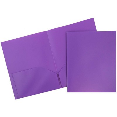 JAM 6pk POP 2 Pocket School Presentation Plastic Folders Purple: Stationery, 100 Sheet Capacity, Non-Pronged, 12x9