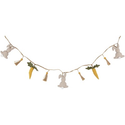 Northlight Fabric Rabbits and Carrots Easter Garland -3.5'