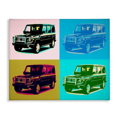 Stupell Industries Retro Pop Vintage Utility Safari Truck Blue Pink Canvas Wall Art