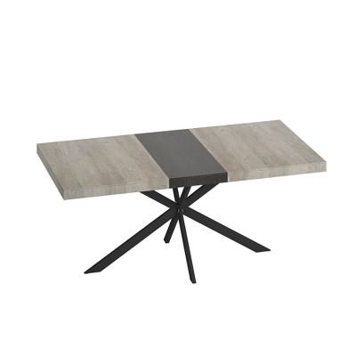 Dexmalle  Retro Rectangular Stretch Dining Table With Black Embossed Center Plate