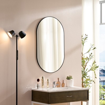 Oval Bathroom Mirrors with Black Metal Framed Wall Mirror Vanity Mirror Dressing Mirror,for Bathroom,Living Room,Bedroom-The Pop Home