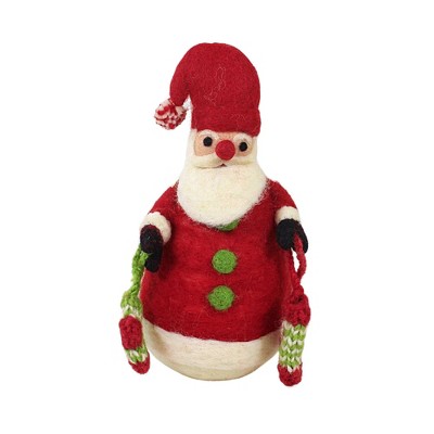 Ganz 8.0 Inch Wool Santa Christmas , Knit Socks Rounded Bottom (1PC)
