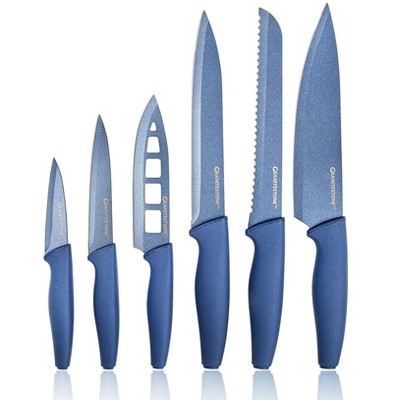 Granitestone Nutriblade 6 Piece Blue Stainless Steel Knives with Easy Grip Handle