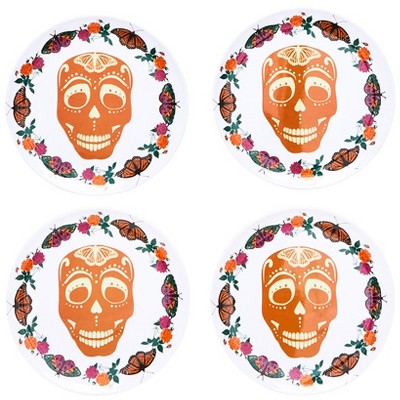 The Lakeside Collection Set of 4 Fiesta Skull and Butterfly Plates