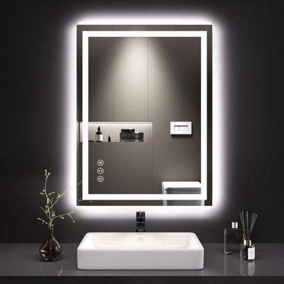 SEVOBAL Bathroom Vanity Mirrors Waterproof Anti Fog Front Backlit Touch Control Shatterproof Safety Clear Reflection, Silver, 24"*25.7"*32"