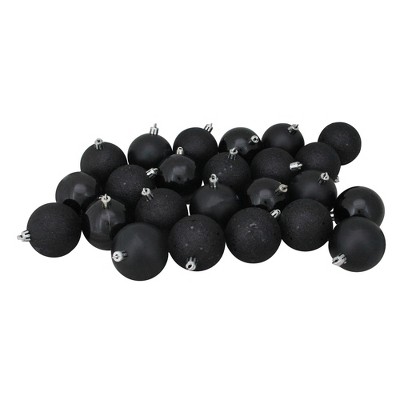 Northlight 24ct Shatterproof 4-Finish Christmas Ball Ornament Set 2.5" - Black