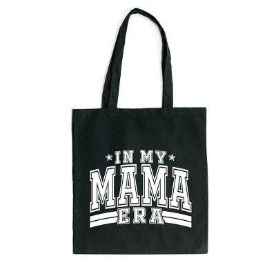 City Creek Prints In My Mama Era Varsity Canvas Tote Bag - 15x16 - Black
