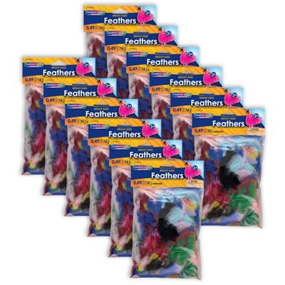 Creativity Street Turkey Plumage Feathers, Assorted Bright Hues & Sizes, 14 grams Per Pack, 12 Packs