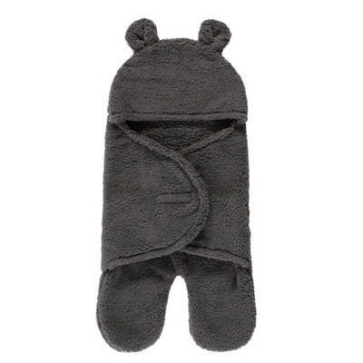 Hudson Baby Unisex Animal Faux Shearling Baby Outdoor Stroller Sack Wrap, Charcoal, One Size