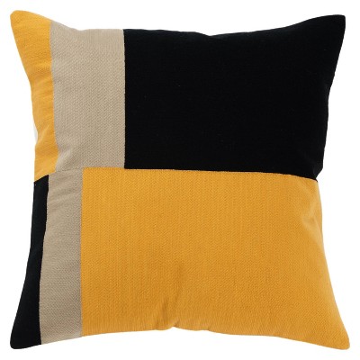 20"x20" Oversize Color Block Square Throw Pillow Cover Yellow - Rizzy Home: Cotton, Woven, Zipper Closure