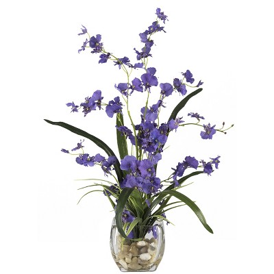 Nearly Natural 19-in Dancing Lady Orchid Liquid Illusion Artificial Flower Arrangement, Purple