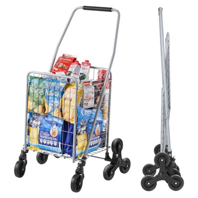 VEVOR Grocery Shopping Cart, 45L Stair Climbing Shopping Cart with 360° Rolling Swivel Wheels, Stair Climber Utility Cart with Tri-Wheels