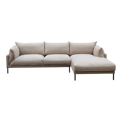 Sabula Sectional Right Sofa Sandy Beige - Alder Bay: Linen-Blend, Down Wrapped Cushions, Wood Frame