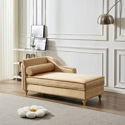 Upholstery Chaise Lounge Chair with Storage, Modern Velvet Arm Chaise Lounge, Sleeper Lounge Sofa Couch for Bedroom Office Living Room