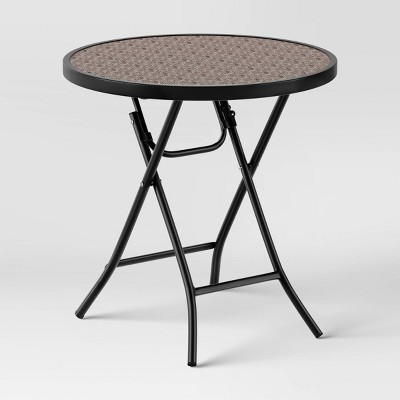 18.11"x19.09" Glass Folding Round Outdoor Patio Accent Table - Room Essentials™