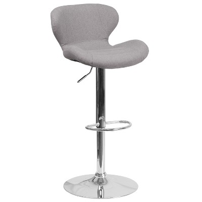 Merrick Lane Adjustable Height Barstool Contemporary Bar Height Stool with Curved Back and Metal Base with Footrest