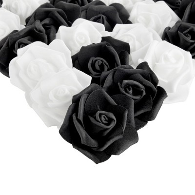 Bright Creations 100 Pack Black and White Artificial Flowers, Bulk Stemless Fake Foam Roses for Decorations, DIY Crafts, Bouquets (3 In)