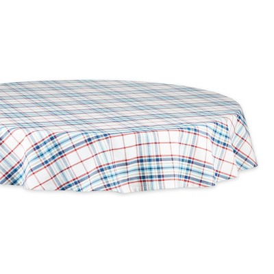 Design Imports  Lighthouse Plaid Tablecloth 70 Round